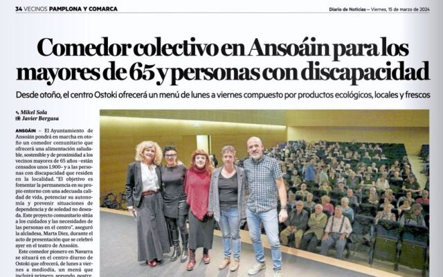 Comedor Comunitario de Ansoáin (Diario de Noticias, 15/03/2024)