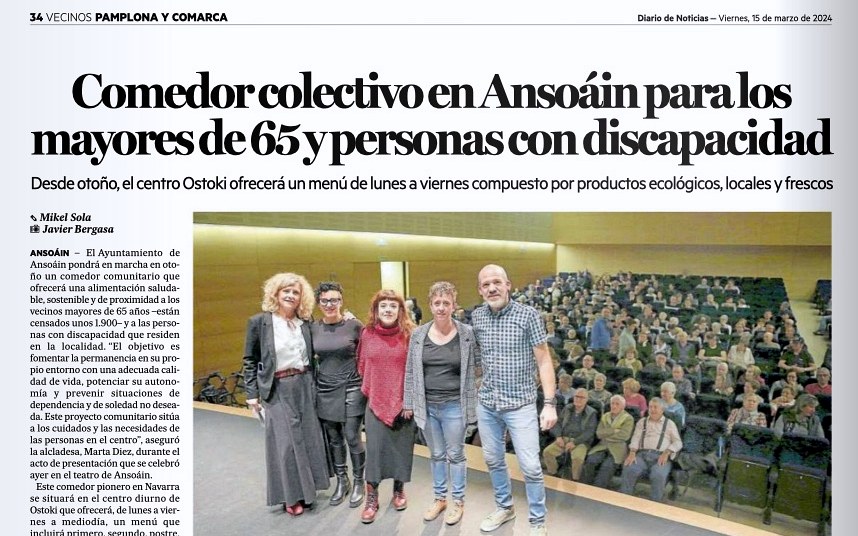 Comedor Comunitario de Ansoáin (Diario de Noticias, 15/03/2024)